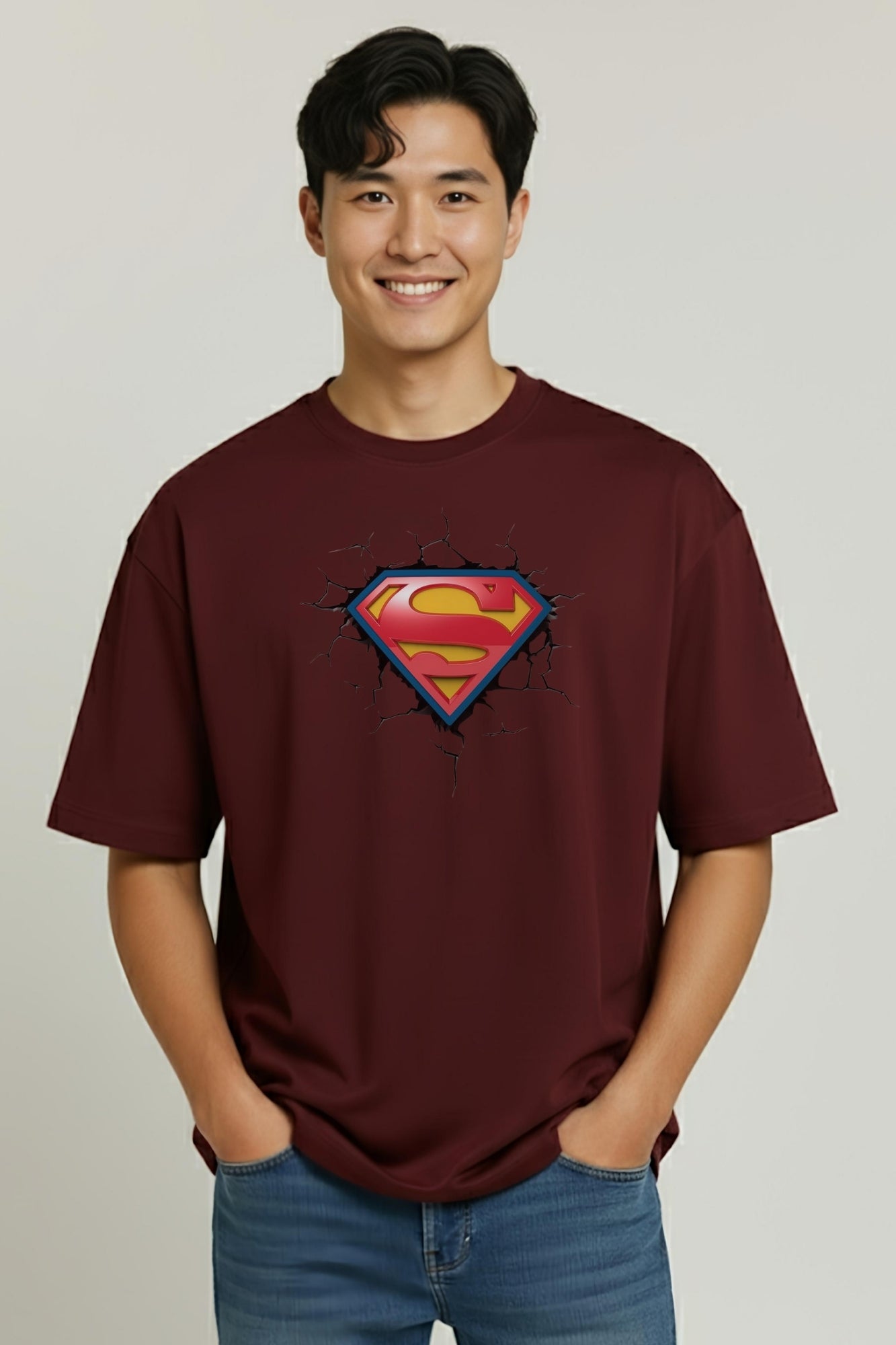 Superman Oversized T-Shirt - Maroon