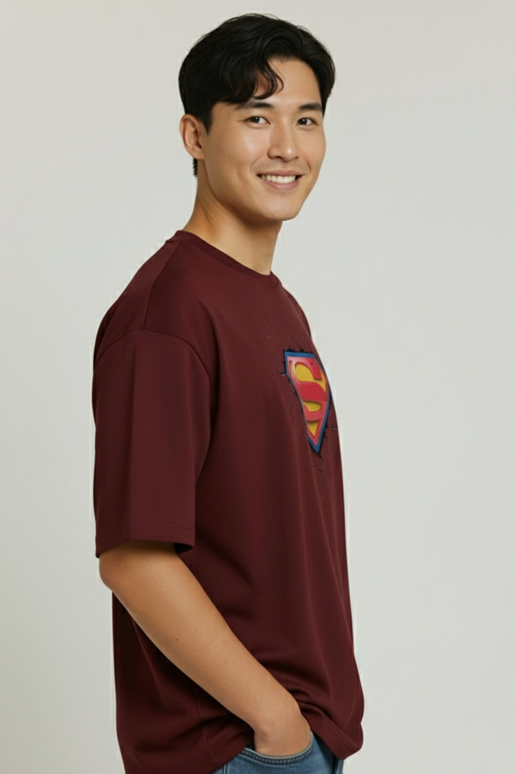 Superman Oversized T-Shirt - Maroon