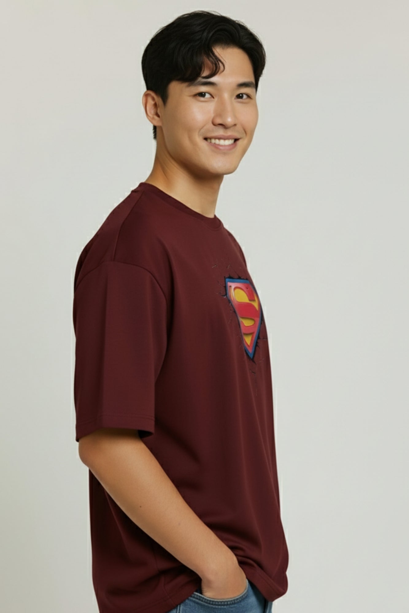 Superman Oversized T-Shirt - Maroon