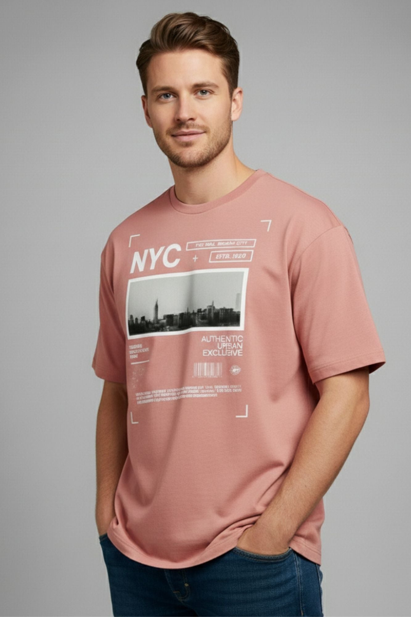 NYC Oversized T-Shirt - Lite Pink Colour