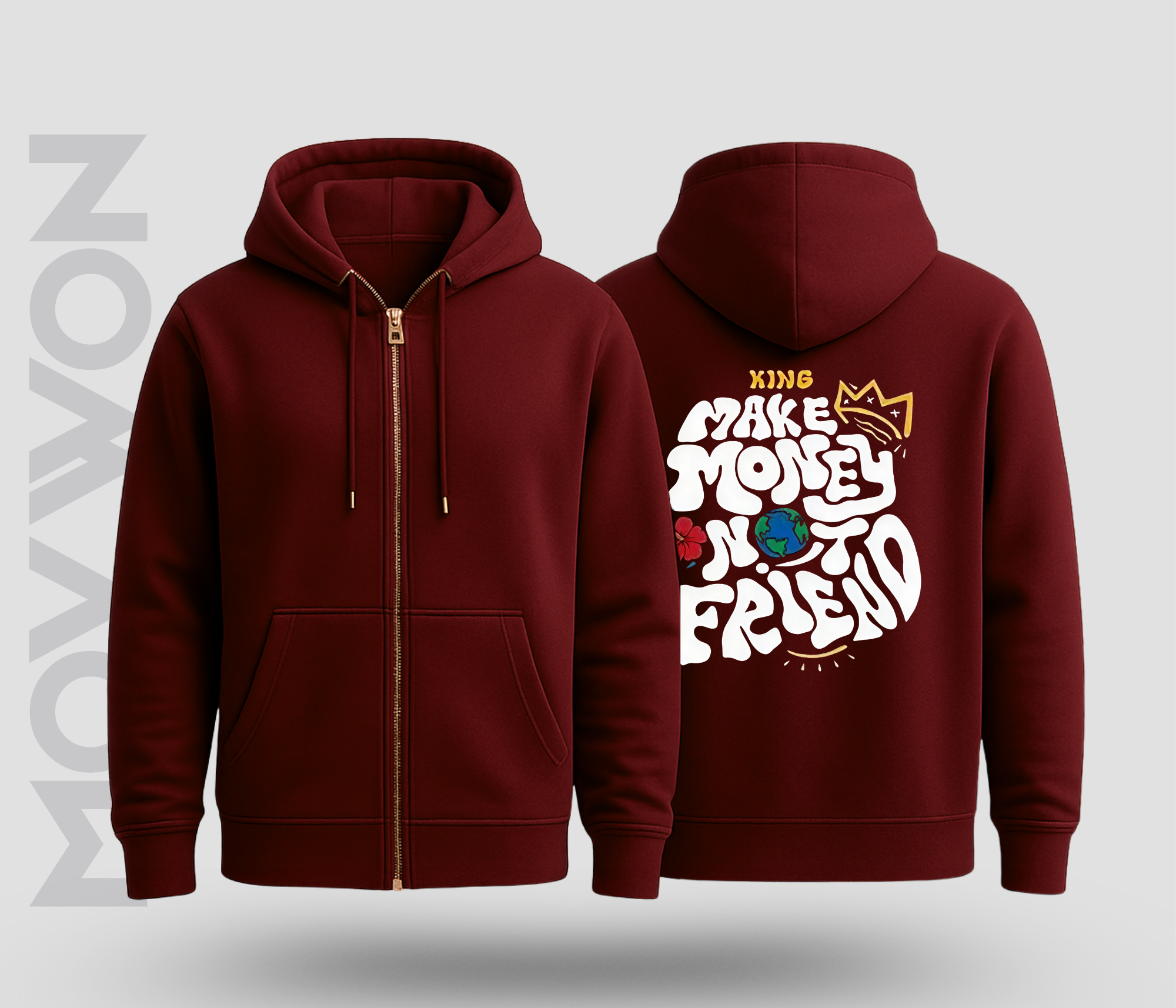 Make Money Relaxed Hoodie Maroon
