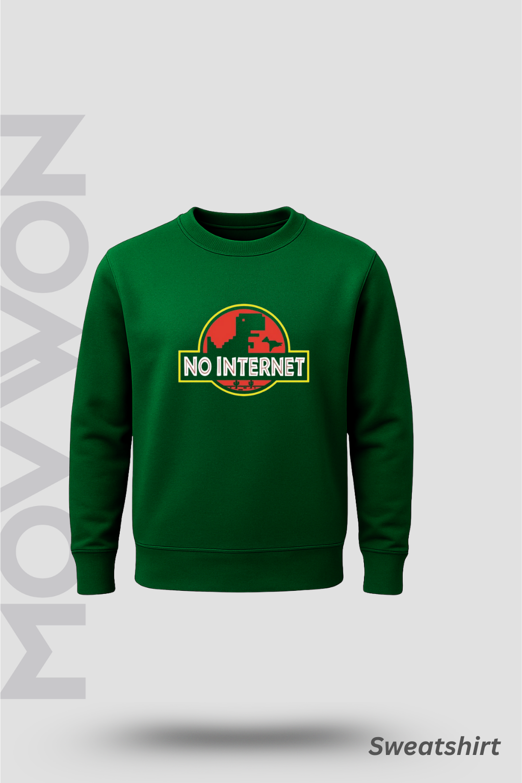 No Internet Solid Sweatshirt - Pista Green