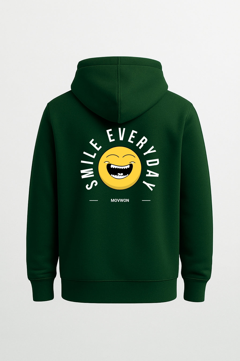 Smile Everyday Relaxed  Hoodie Bottel Green