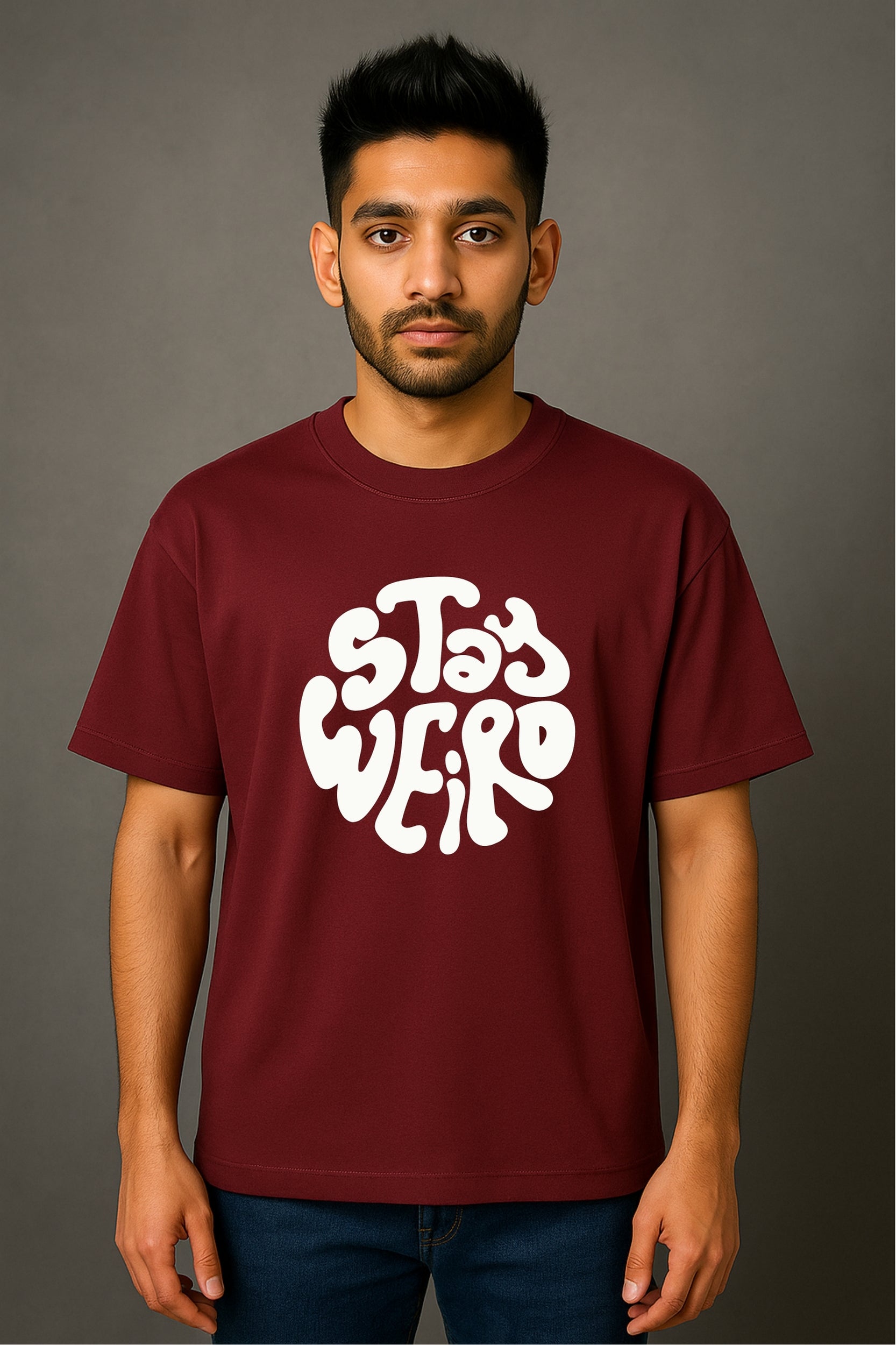 Stay Weiro Oversized T-Shirt - Maroon Colour