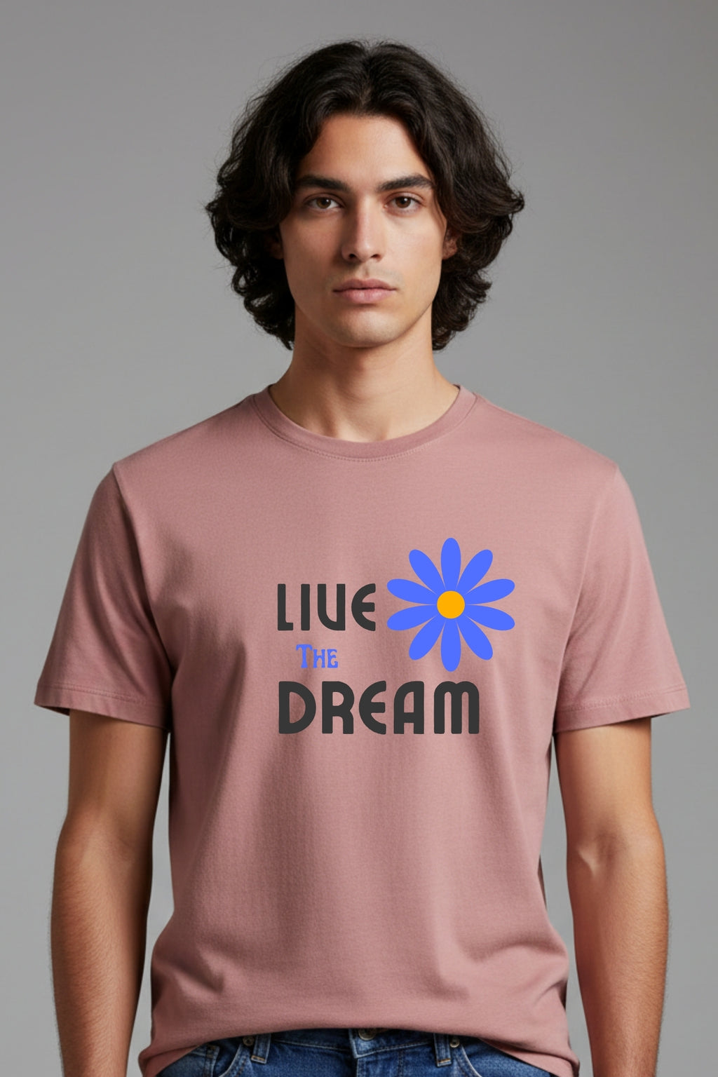 Live the Dream  - Lite Pink colour Regual T shirt