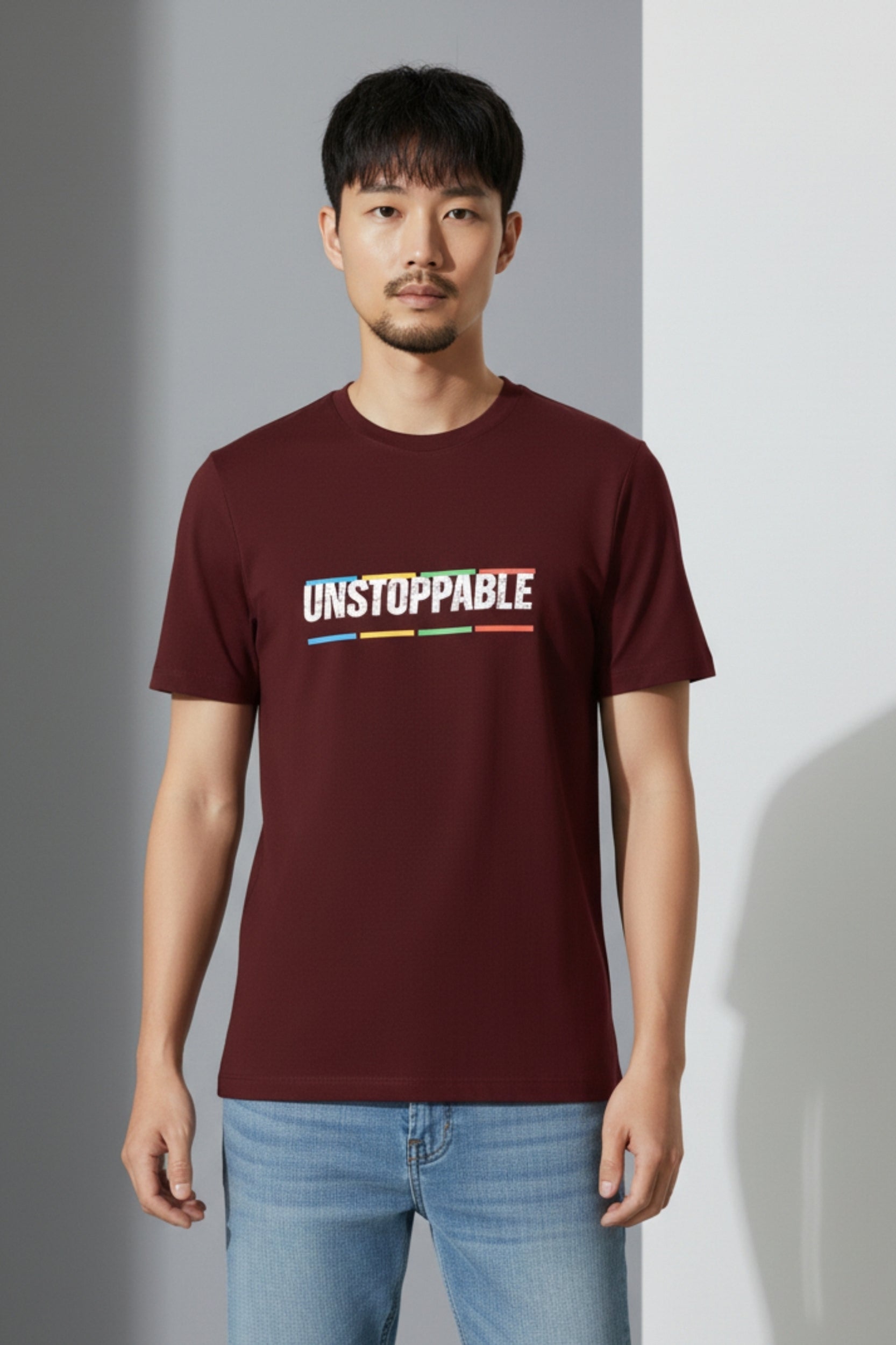 Unstopble Regular Fit - Maroon colour Plain T shirt