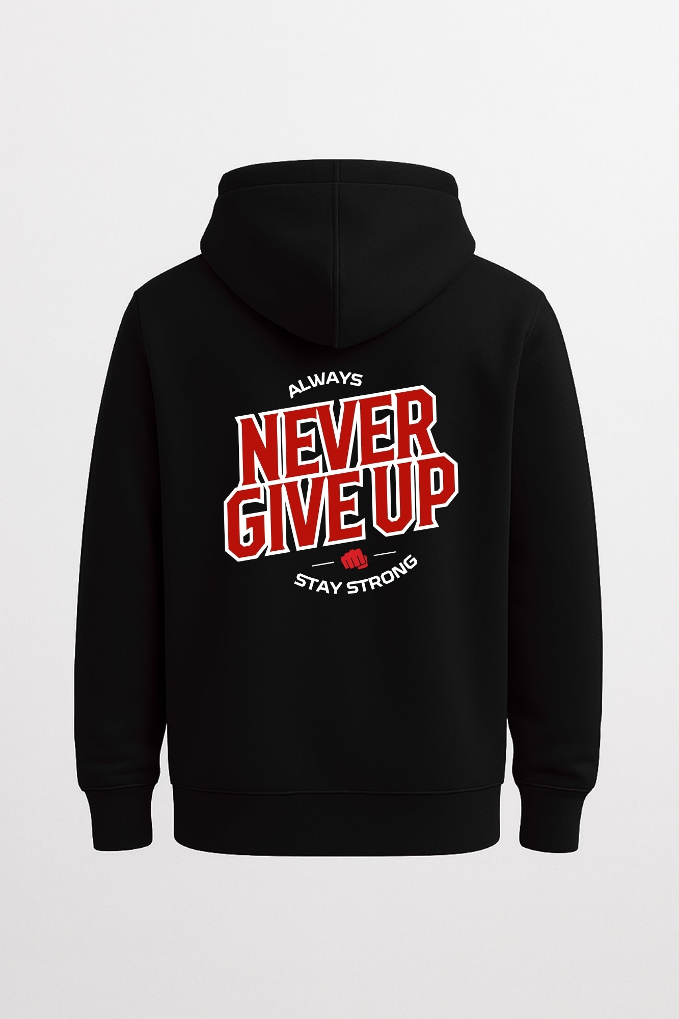 Never Give UpRelaxed  Hoodie Black