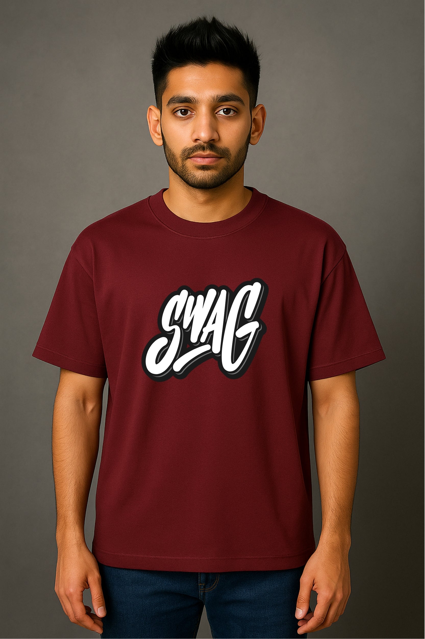Swag Oversized T-Shirt - Maroon Colour