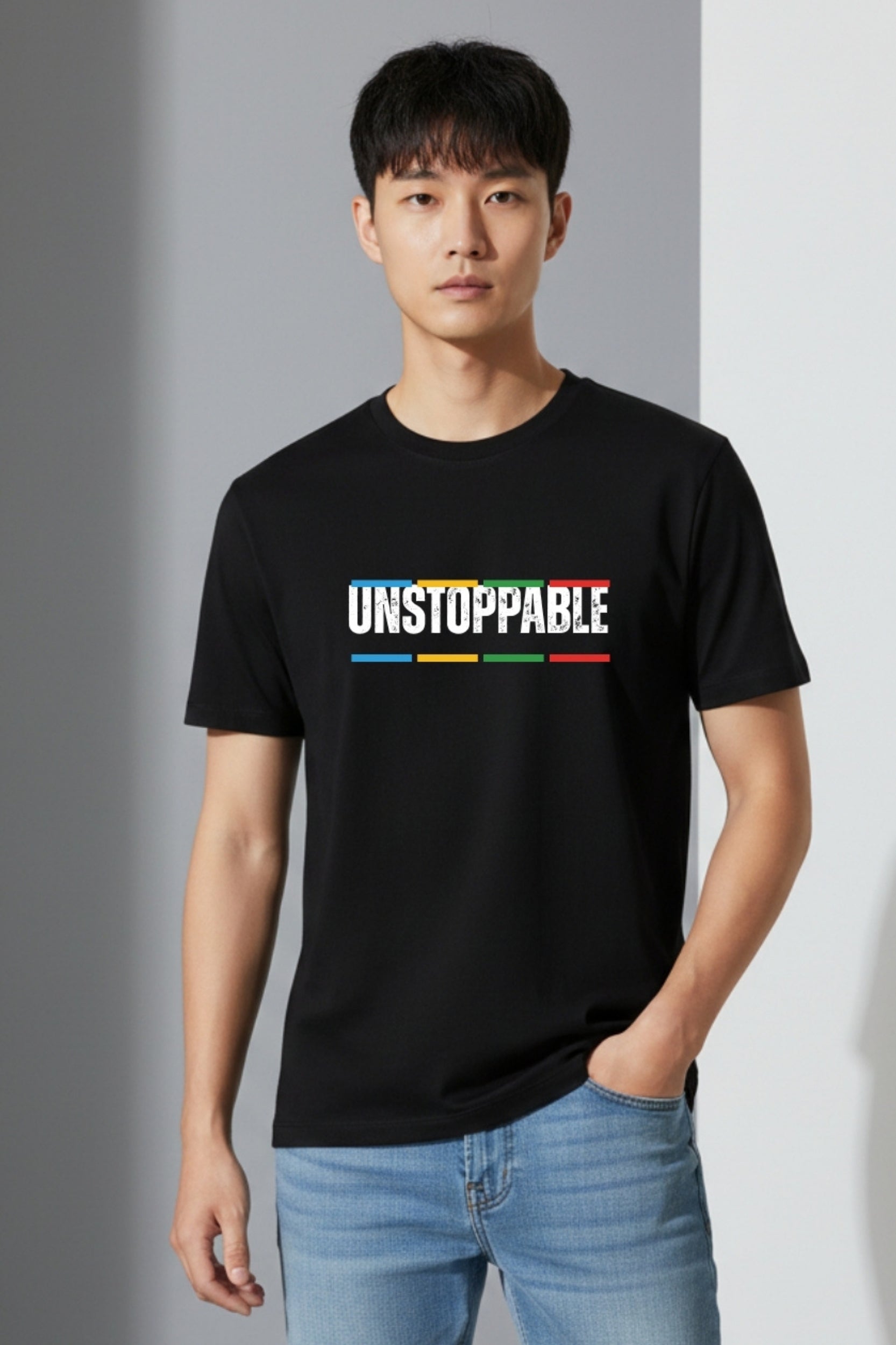 Unstopble Regular Fit - Black colour Plain T shirt