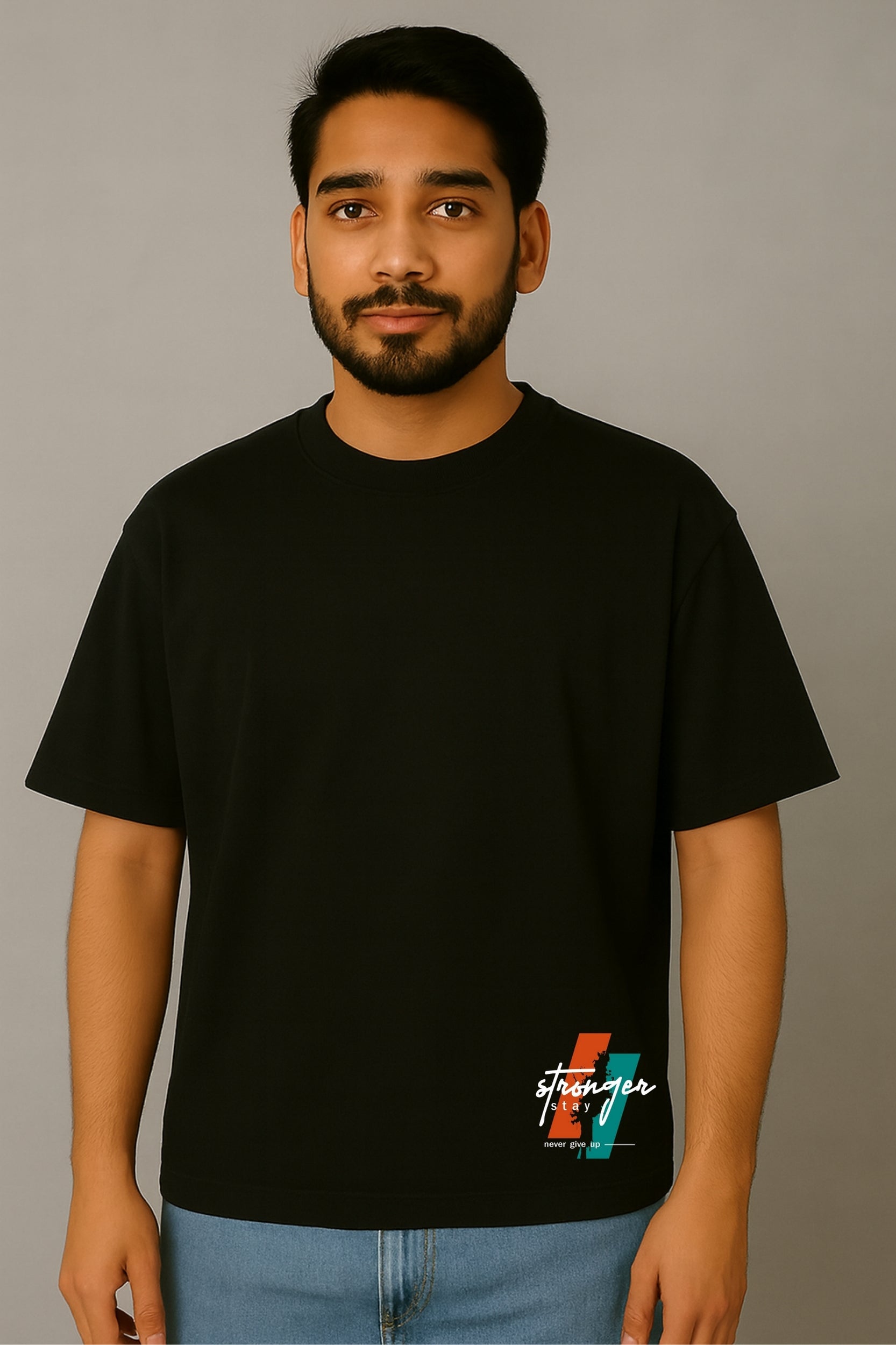 Stranger  Oversized T-Shirt - Black Colour