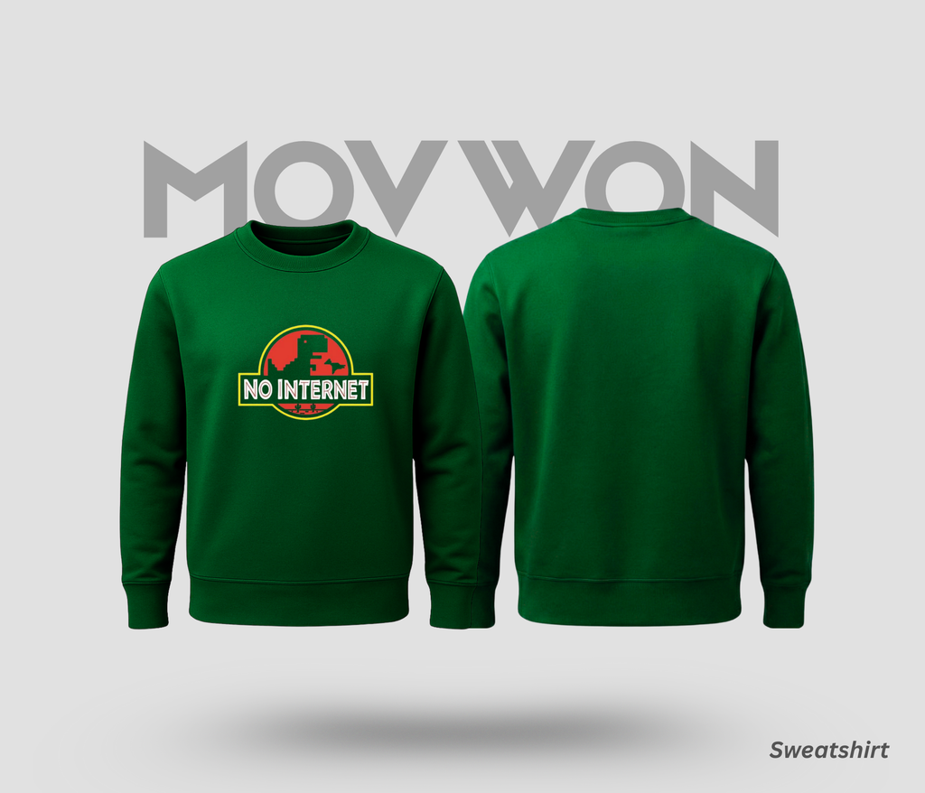 No Internet Solid Sweatshirt - Pista Green
