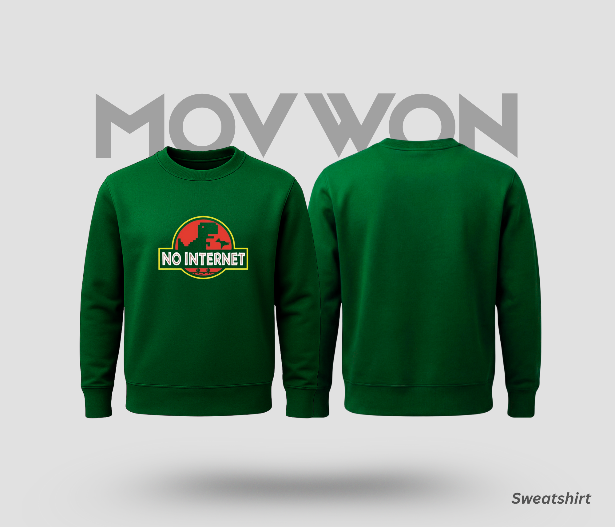 No Internet Solid Sweatshirt - Pista Green