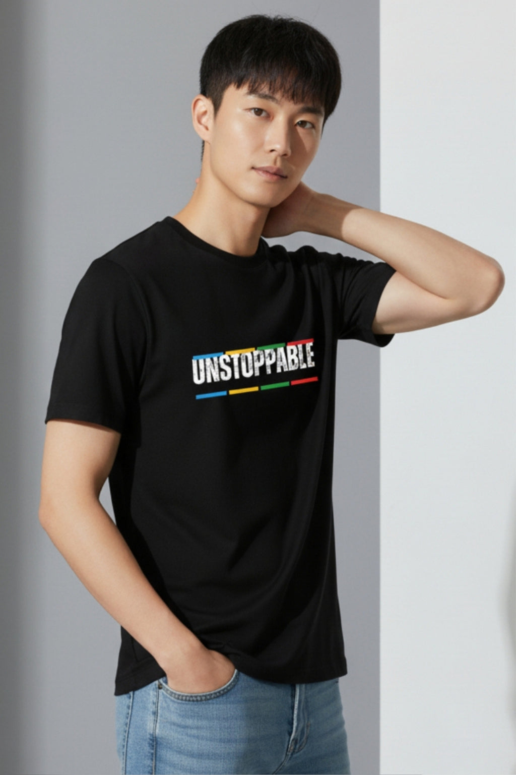 Unstopble Regular Fit - Black colour Plain T shirt
