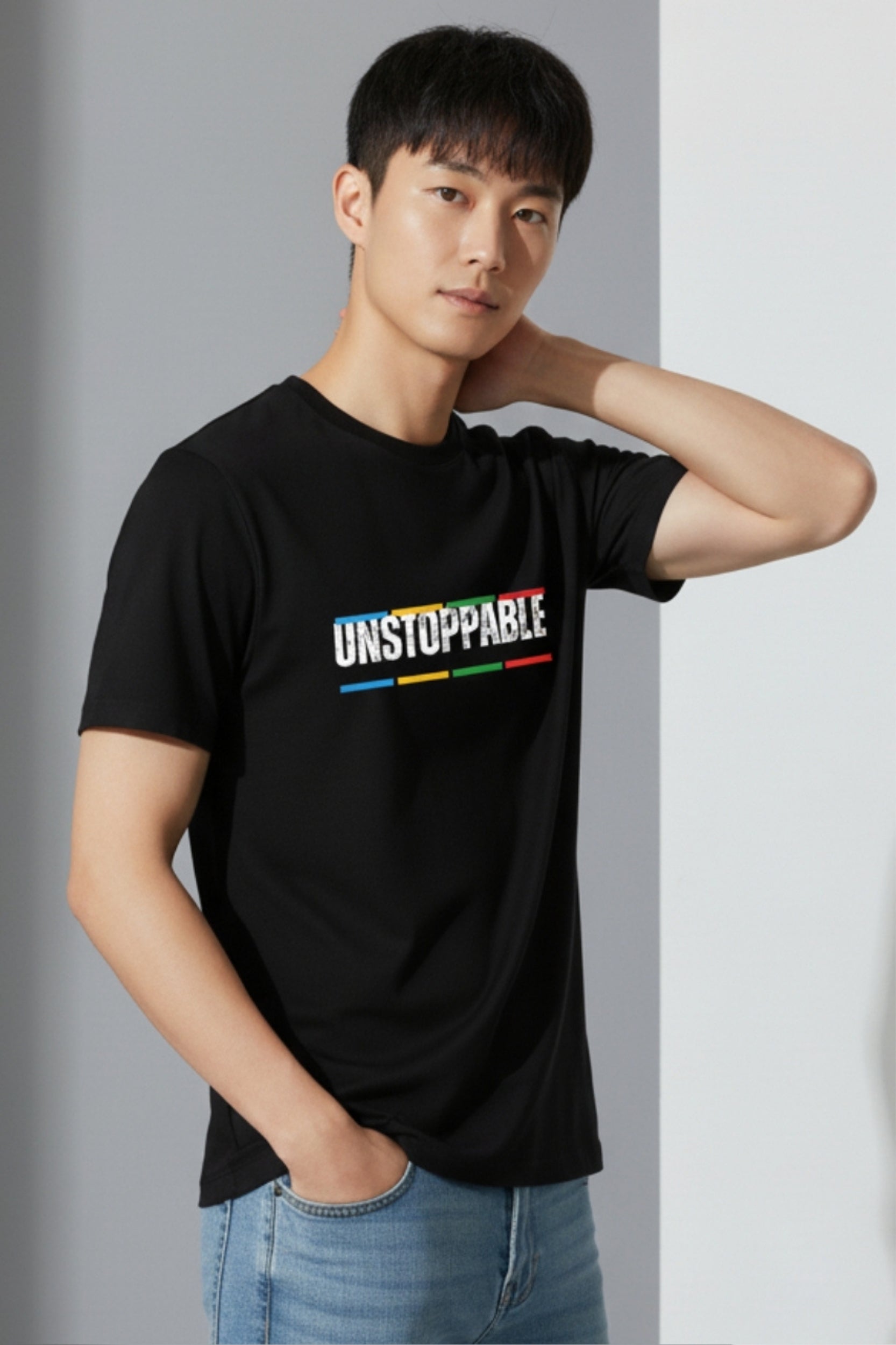 Unstopble Regular Fit - Black colour Plain T shirt