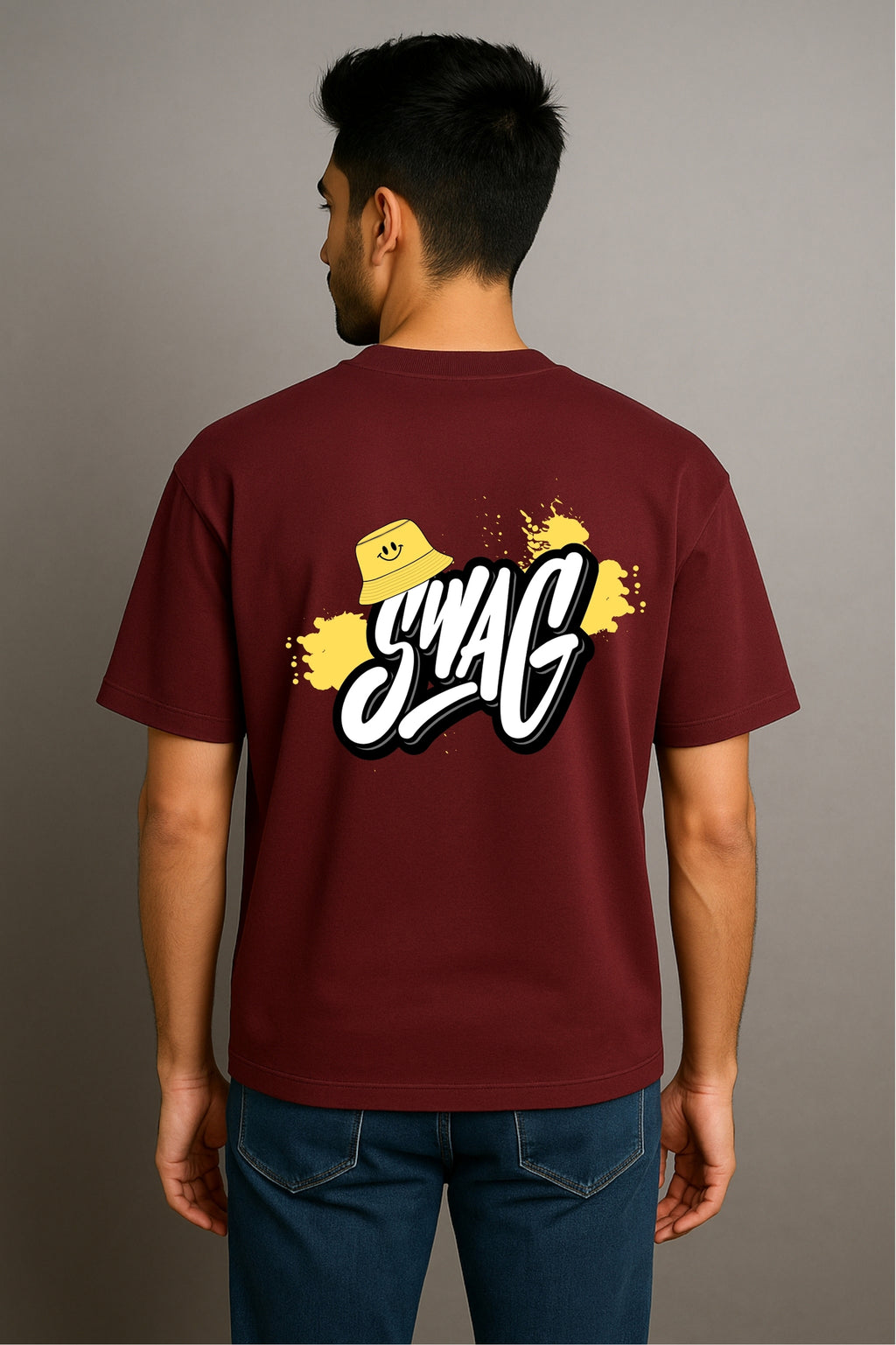 Swag Oversized T-Shirt - Maroon Colour