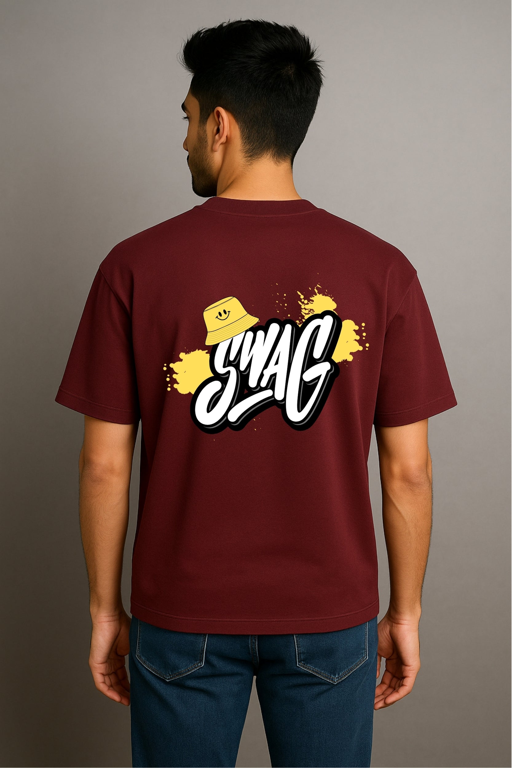 Swag Oversized T-Shirt - Maroon Colour