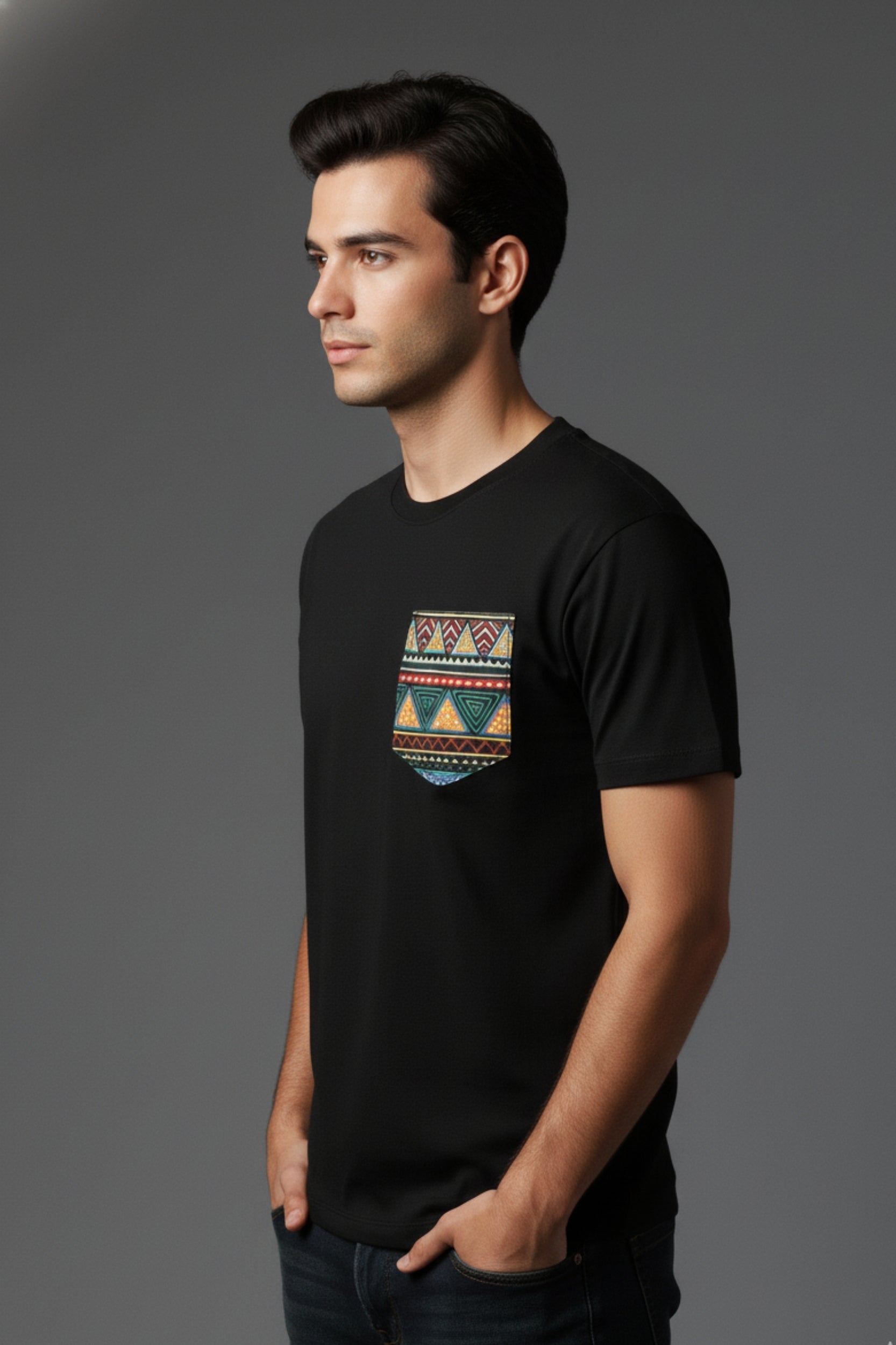 Regular Round Neck  T shirt  with Procket print