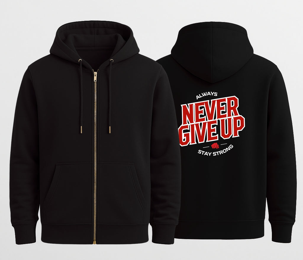Never Give UpRelaxed  Hoodie Black
