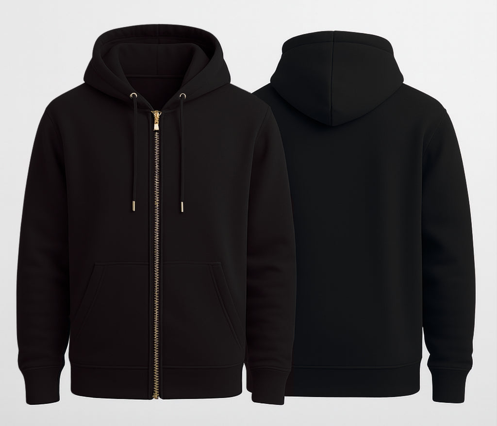 Relaxed Plain Black Hoodie