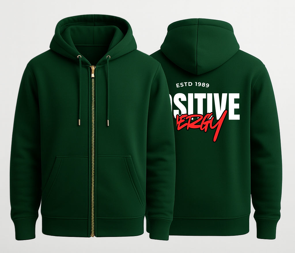 Stay Positive Relaxed  Hoodie Bottel Green