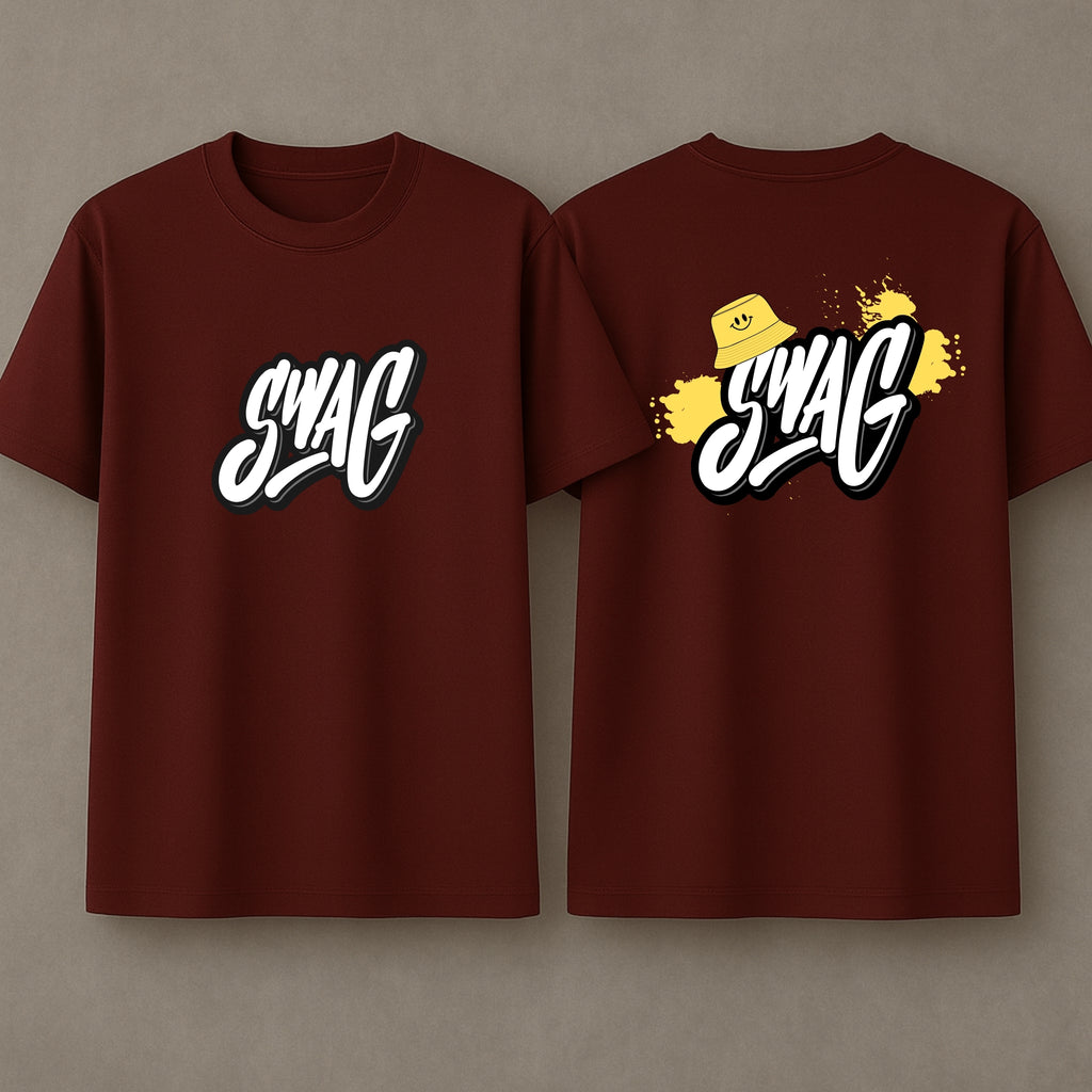 Swag Oversized T-Shirt - Maroon Colour