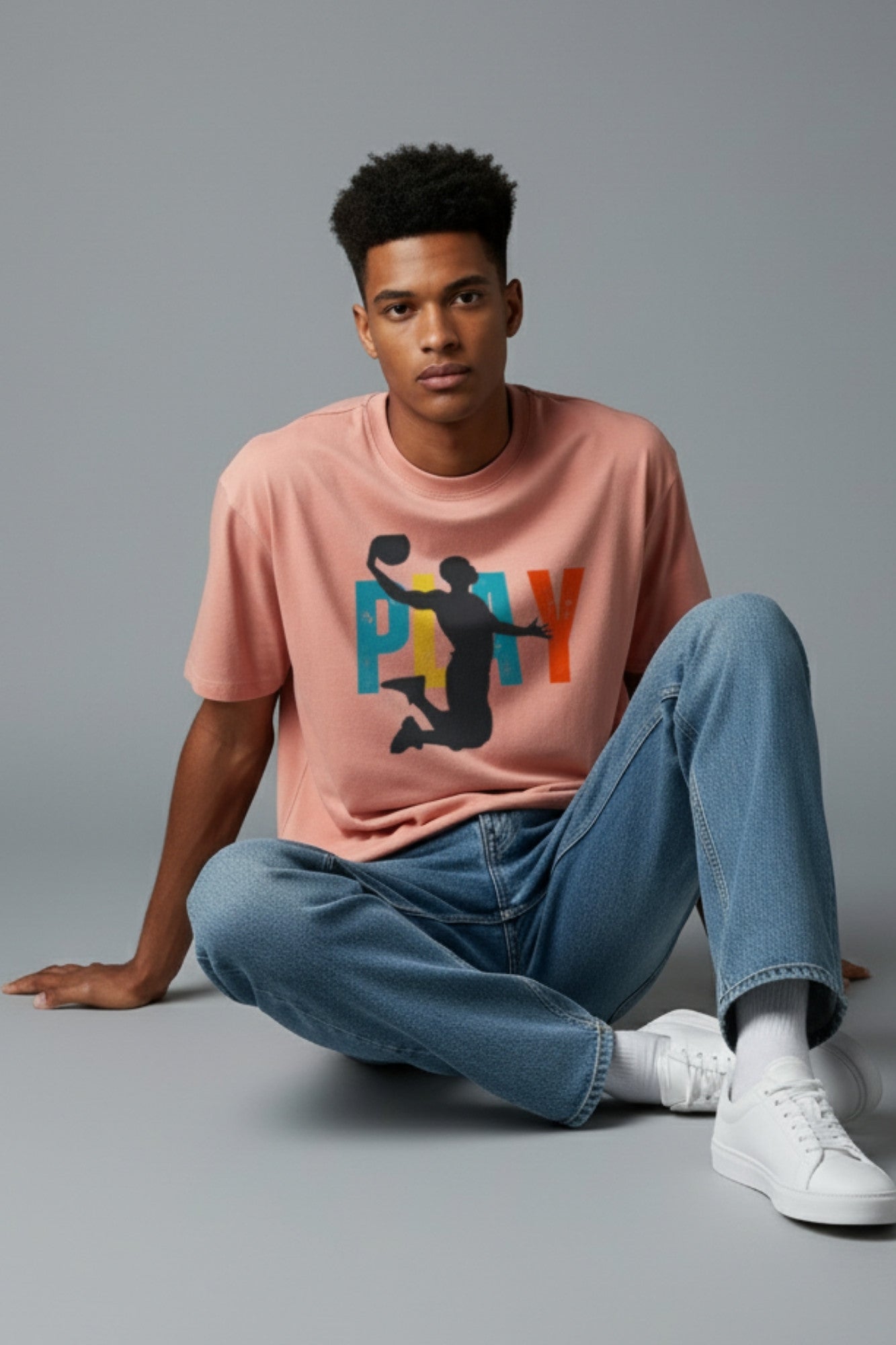 Play Oversized T-Shirt - Lite Pink Colour