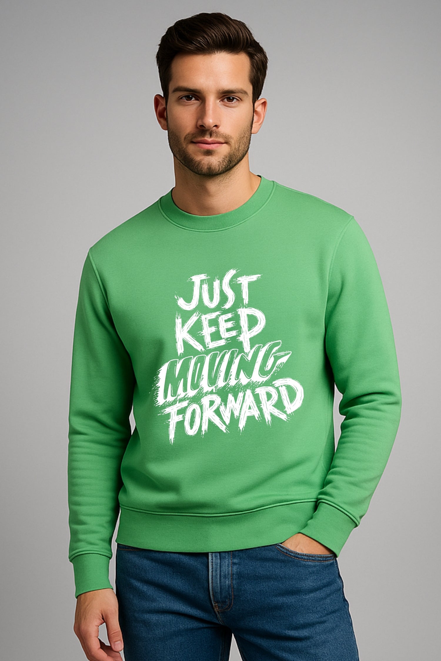 Keep Moving Solid Sweatshirt - Pista Geen