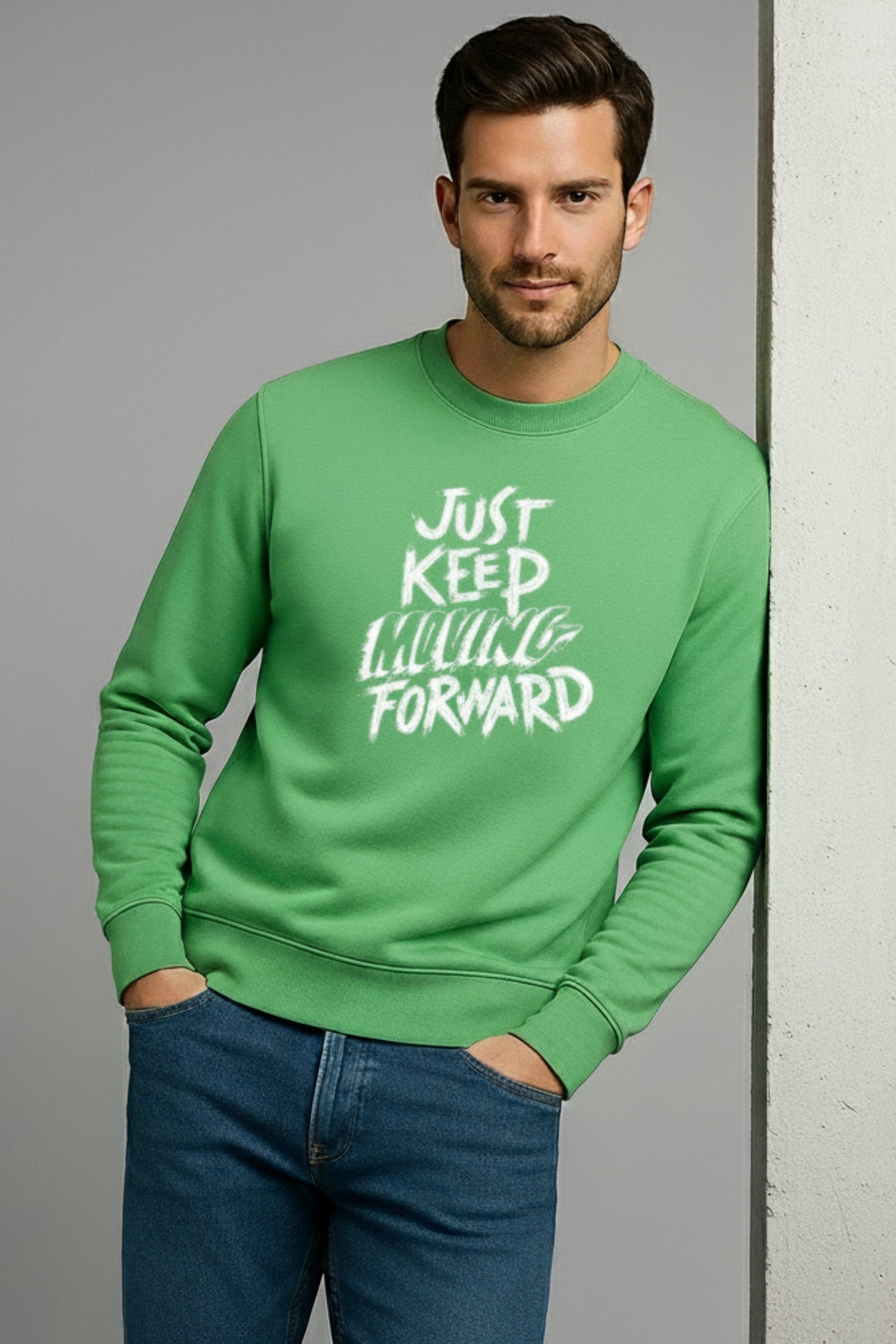 Keep Moving Solid Sweatshirt - Pista Geen