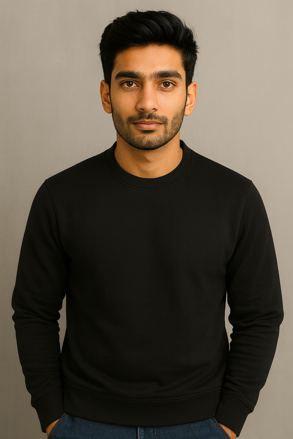 Solid Regular Fit Sweatshirt - Black