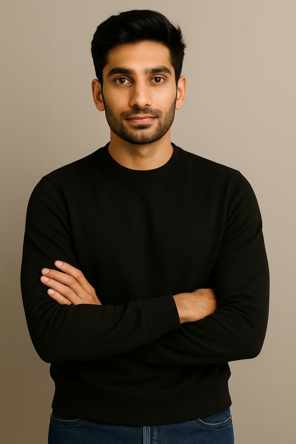 Solid Regular Fit Sweatshirt - Black