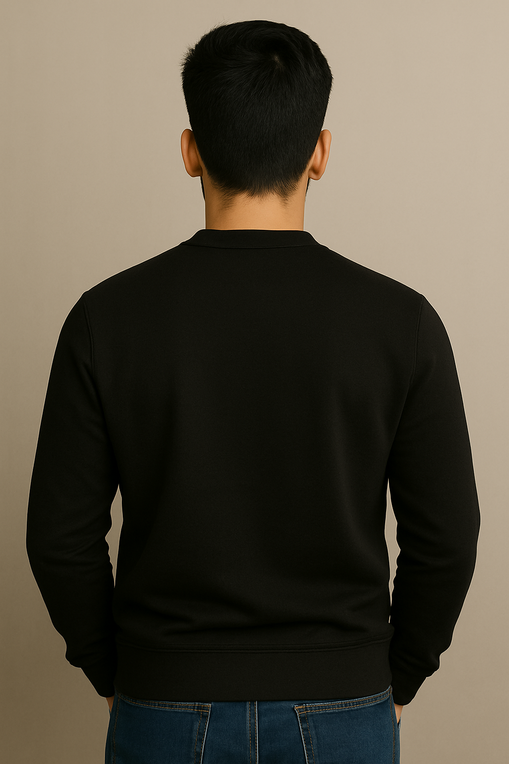 Solid Regular Fit Sweatshirt - Black