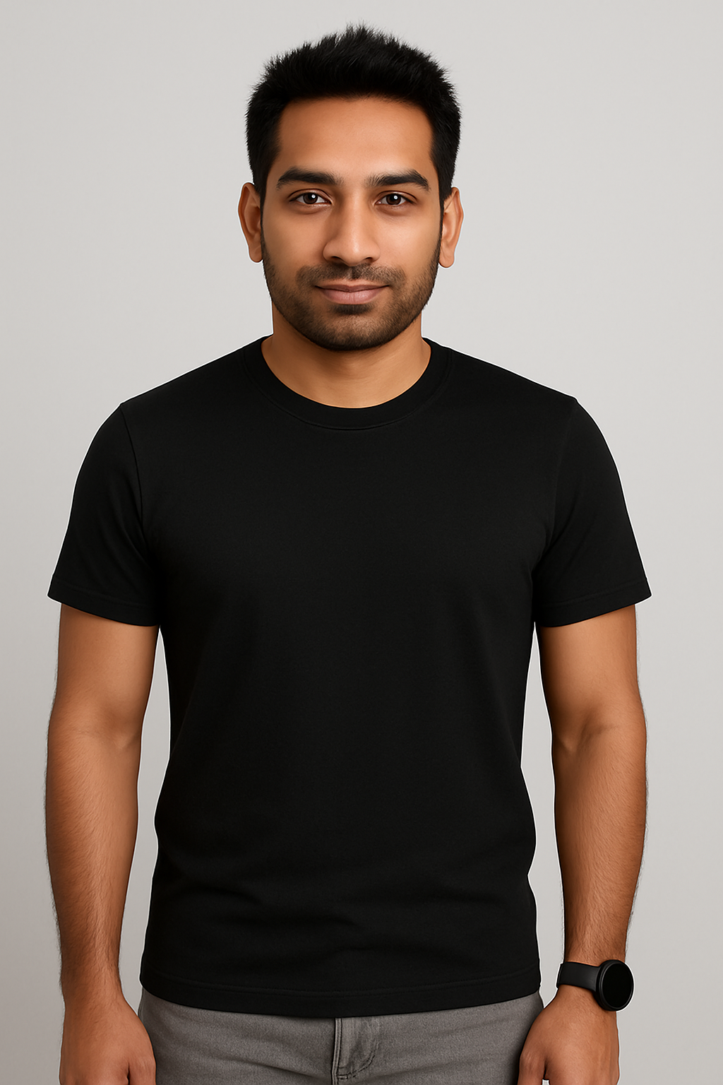 Regular Fit - Black colour Plain T shirt