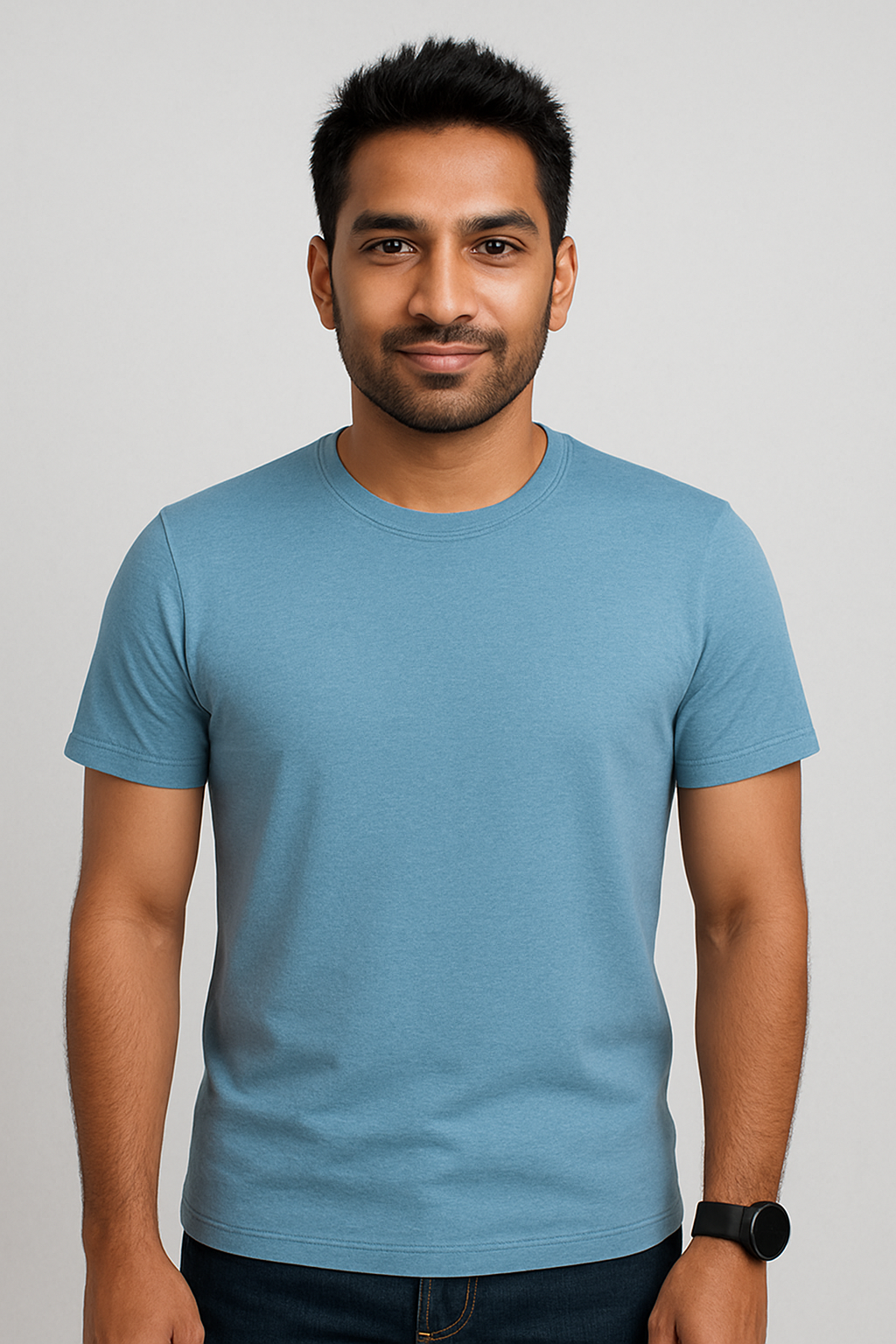 Regular Fit - Baby Blue Plain T shirt