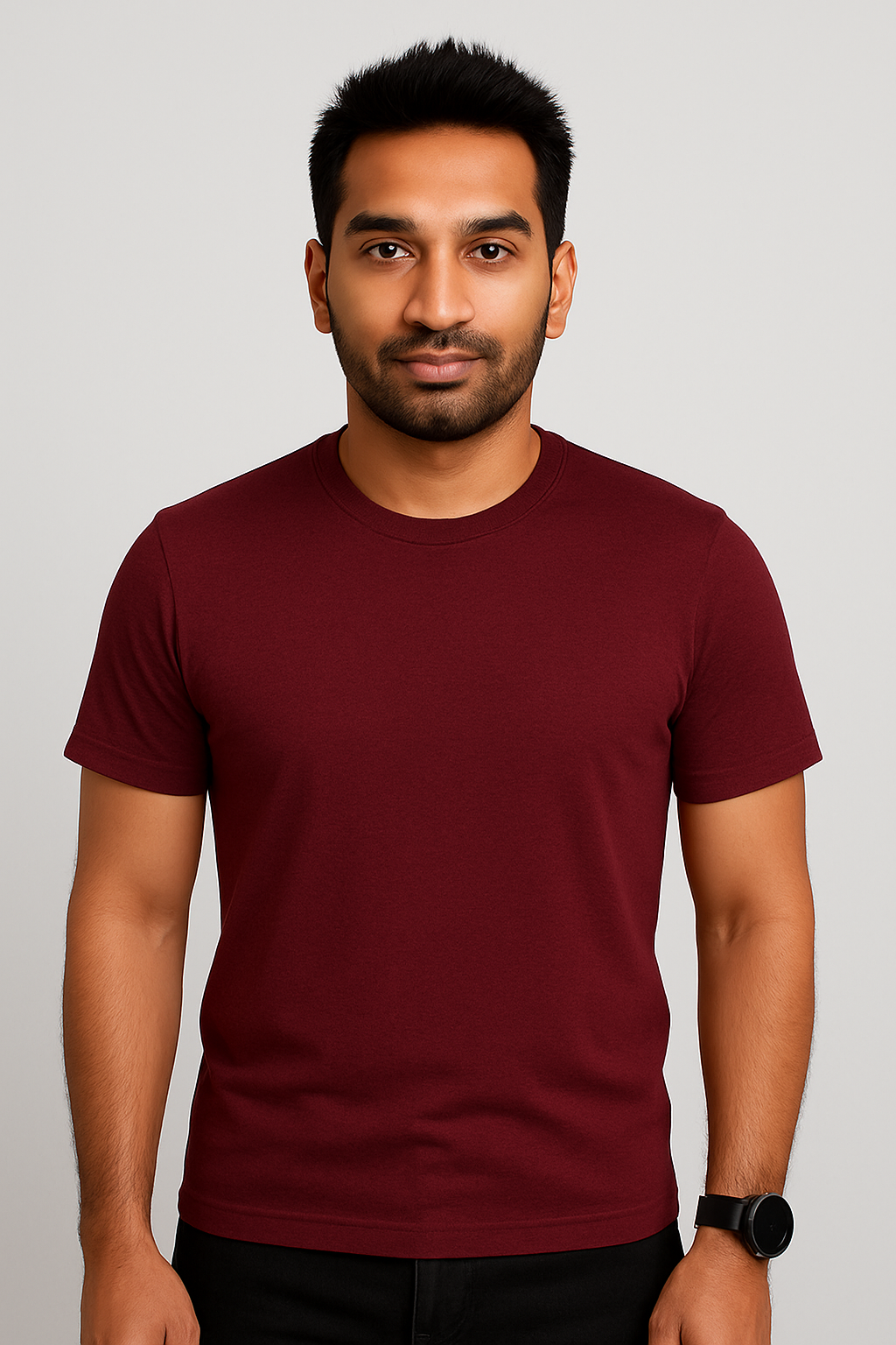 Regular Fit - Maroon colour Plain T shirt