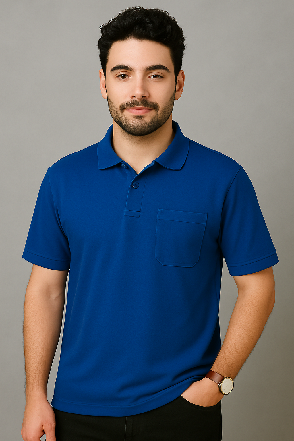 Slim Fit - Royal Blue Collared Polo T-Shirt with pocket