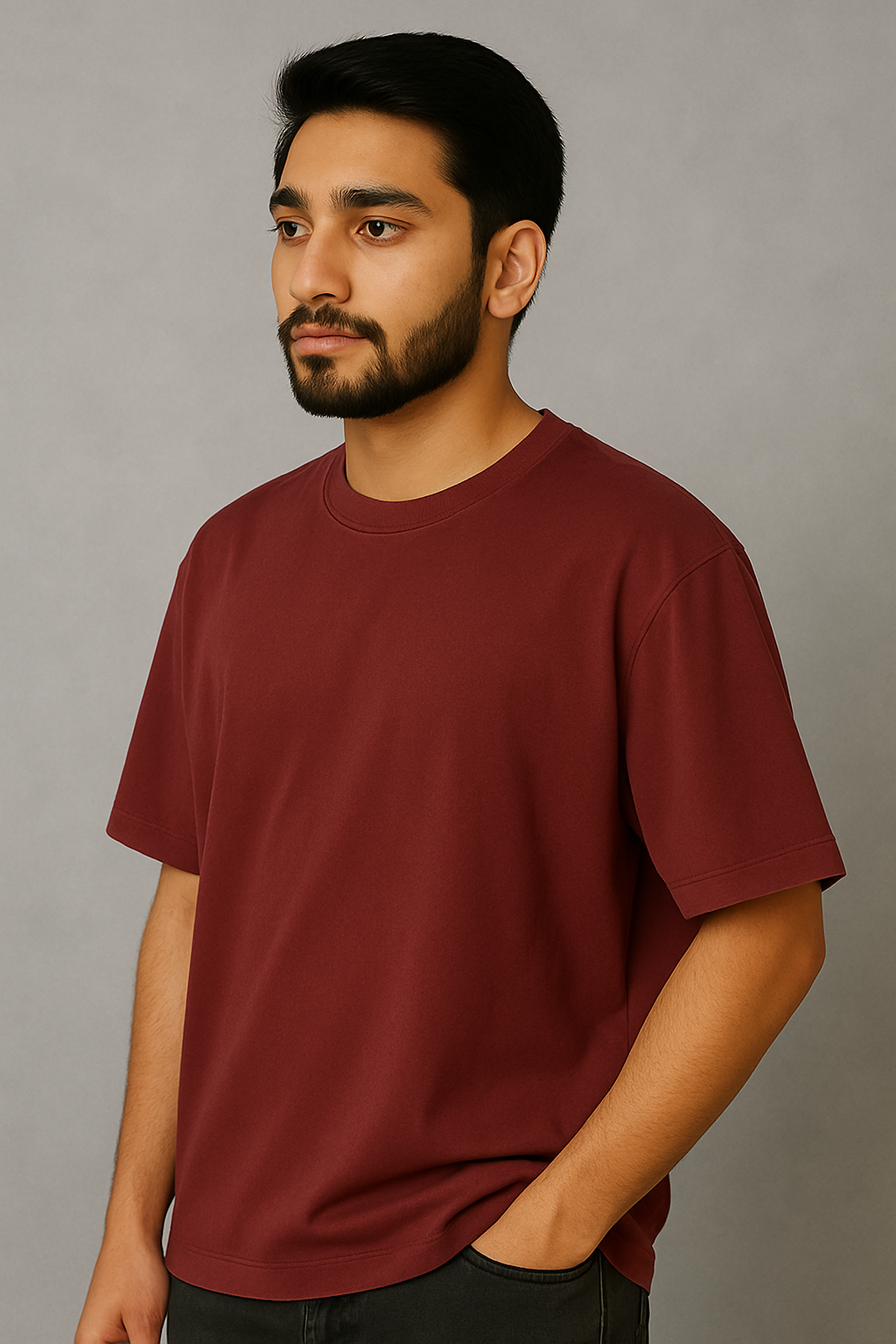 Oversized T-Shirt - Maroon Colour Plain T shirt