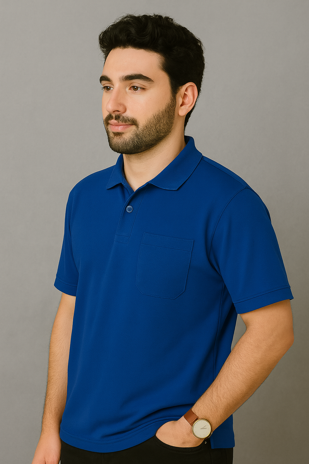 Slim Fit - Royal Blue Collared Polo T-Shirt with pocket