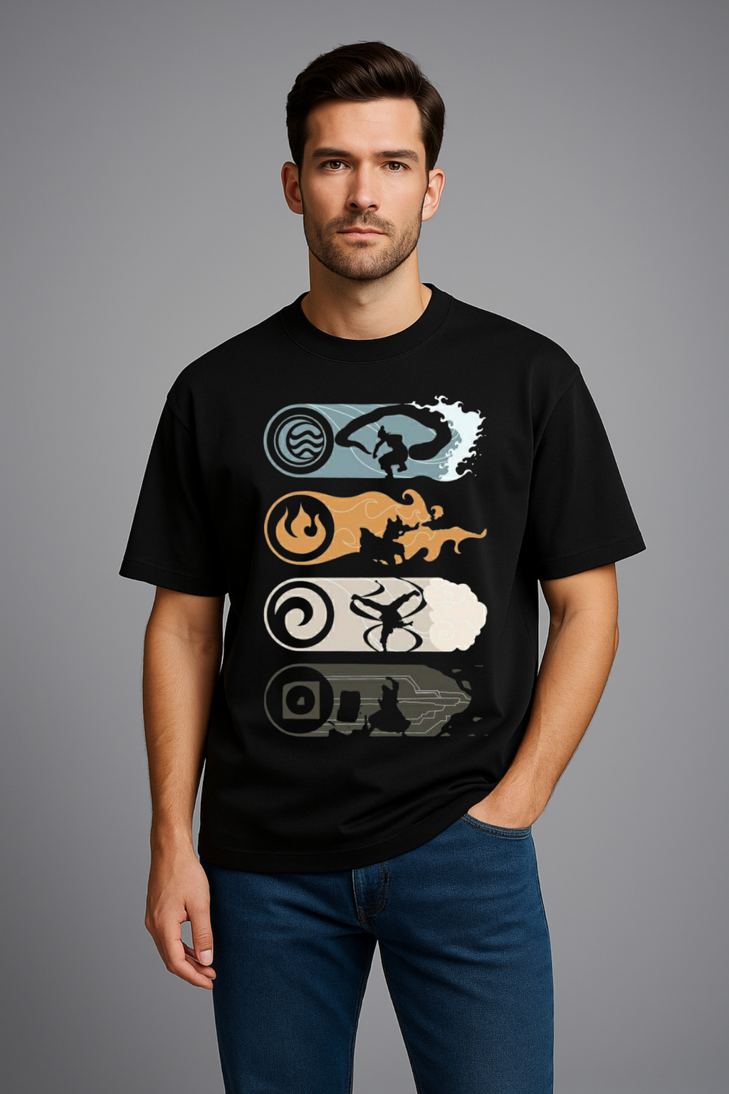 Elemental Warriors Oversized T-Shirt - Black