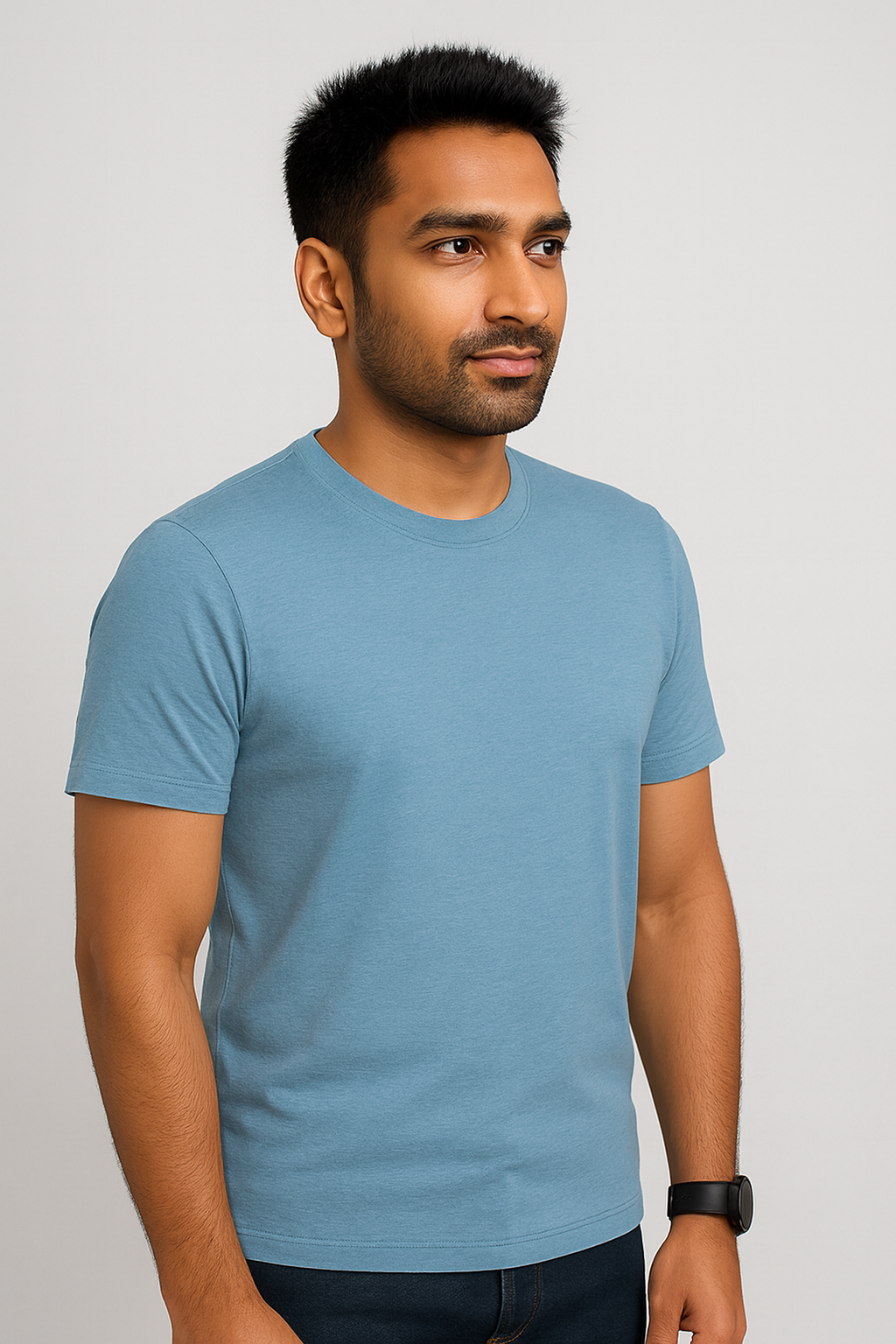 Regular Fit - Baby Blue Plain T shirt