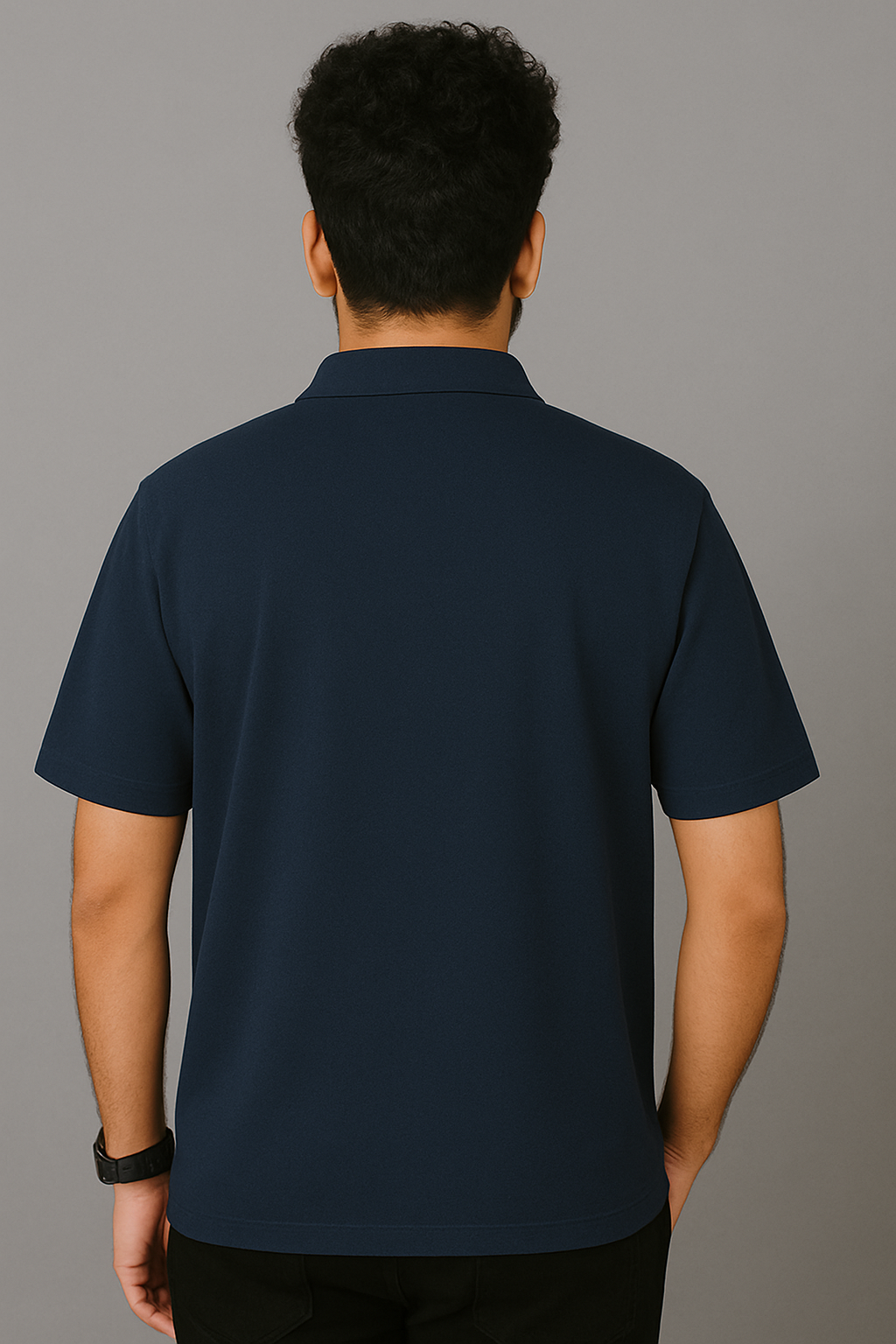 Slim Fit - Navi Blue Collared Polo T-Shirt with pocket